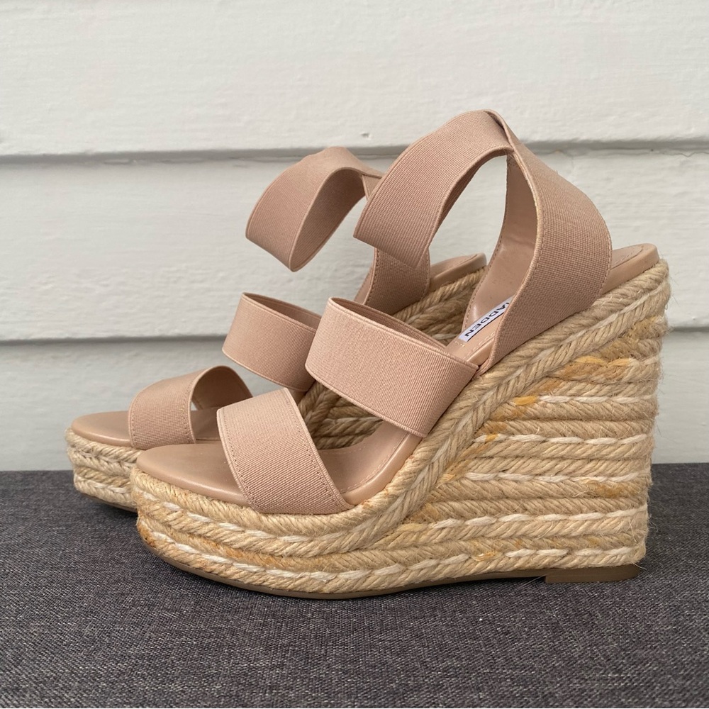 Pink Steve Madden wedge sandals